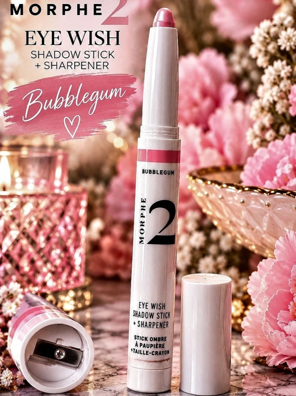 Morphe 2 Eye Wish Shadow Stick Bubblegum + Sharpener NEW